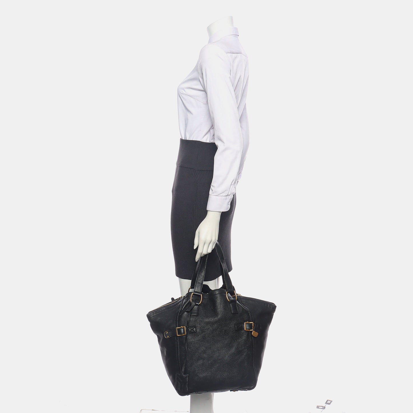 YSL DOWNTOWN CABASBlack Leather Single Shoulder Bag-(SKU)-939374057