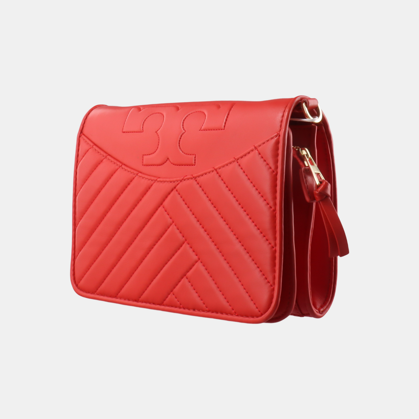 TORY BURCH Fleming Small size Red Cowhide Quilted Shoulder Bag Crossbody Golden hardware Removable shoulder strap-(SKU)-14425470