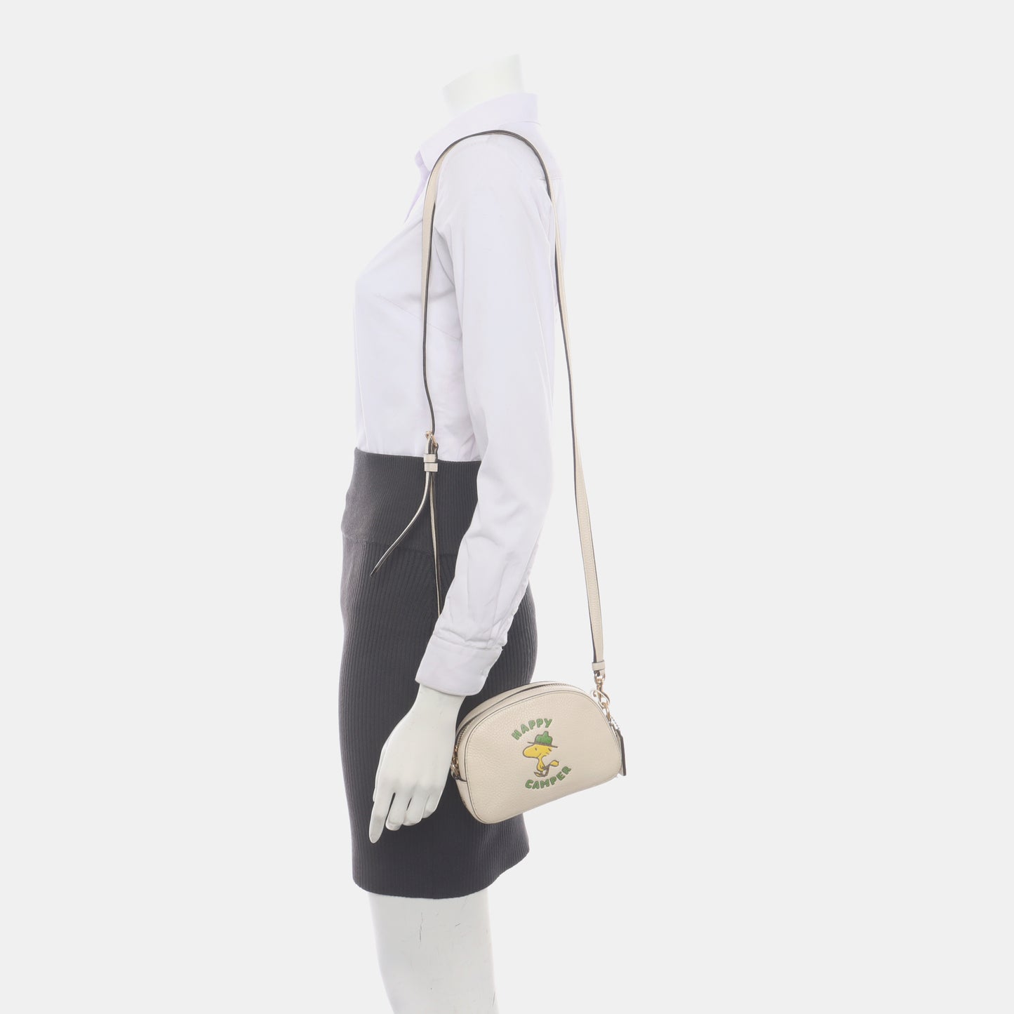 COACH White Leather Printed Single Shoulder Bag Crossbody Golden hardware Removable shoulder strap-(SKU)-933824945