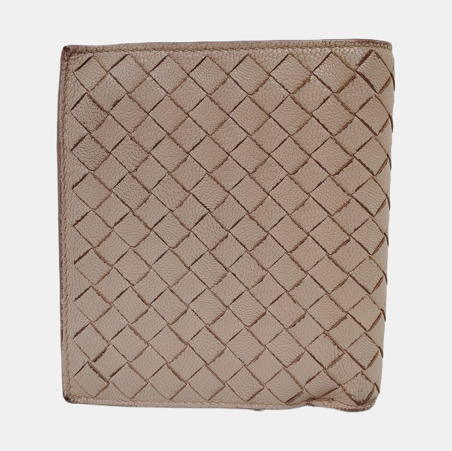 BOTTEGA VENETA Beige Calfskin Woven Wallet Silver Hardware-(SKU)-945922858