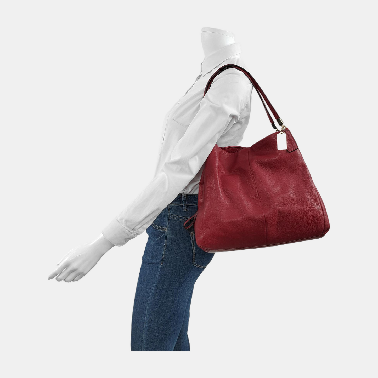 COACH PHOEBE MADISON Red Cowhide Handbag Shoulder Bag Golden hardware-(SKU)-943925005