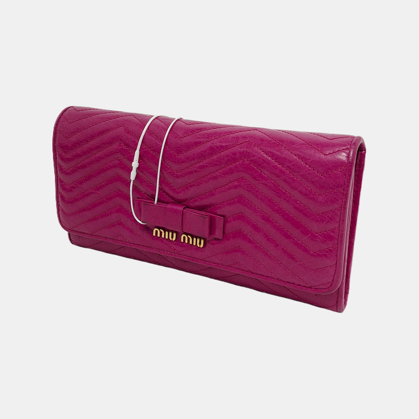 Miu Miu Miu Délice Fuchsia Cowhide Quilted Wallet Golden hardware-(SKU)-944517482