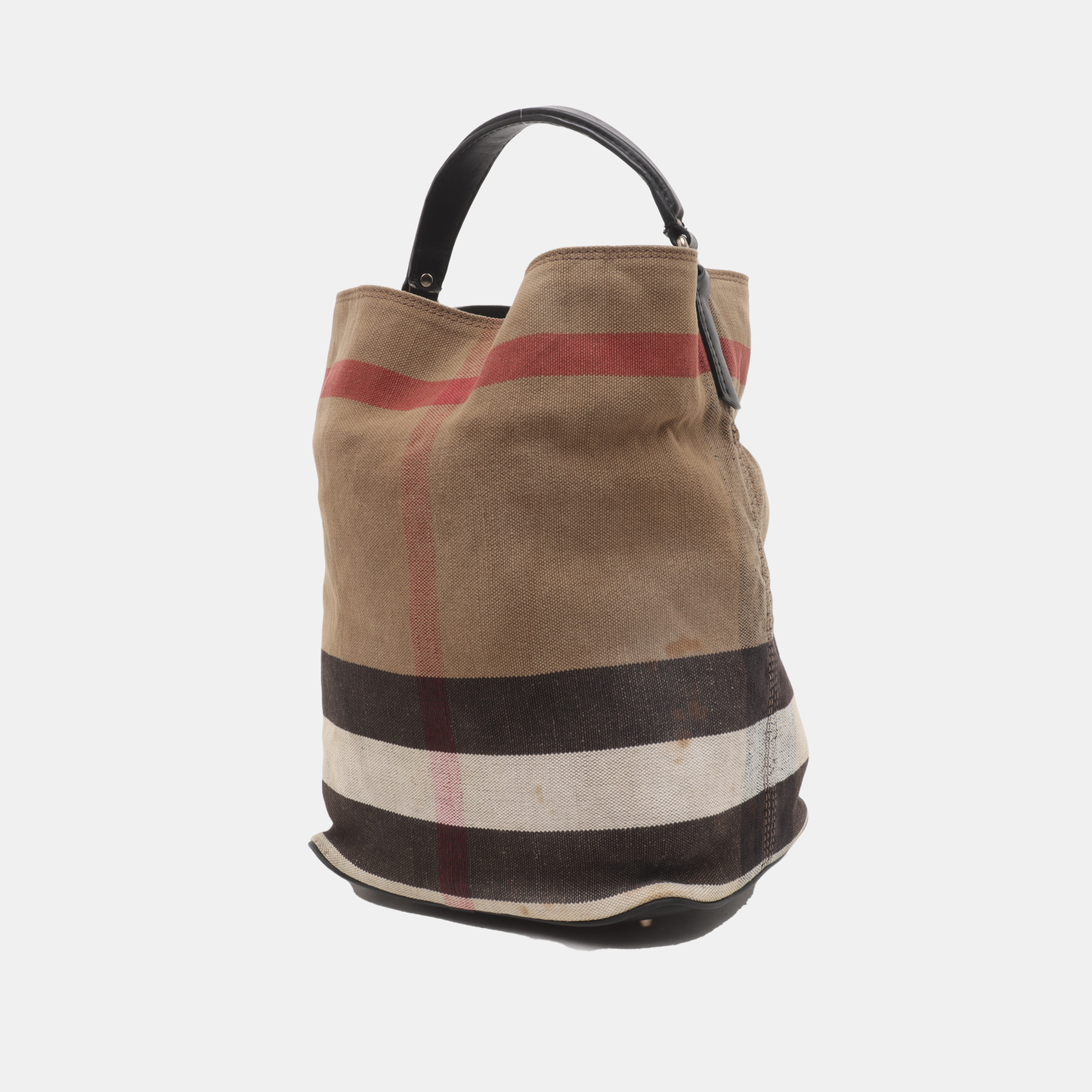 BURBERRY Ashby Medium size Brown Canvas Single Shoulder Bag Tote Sling Ruthenium color hardware Pouch detachable shoulder strap-(SKU)-14097455