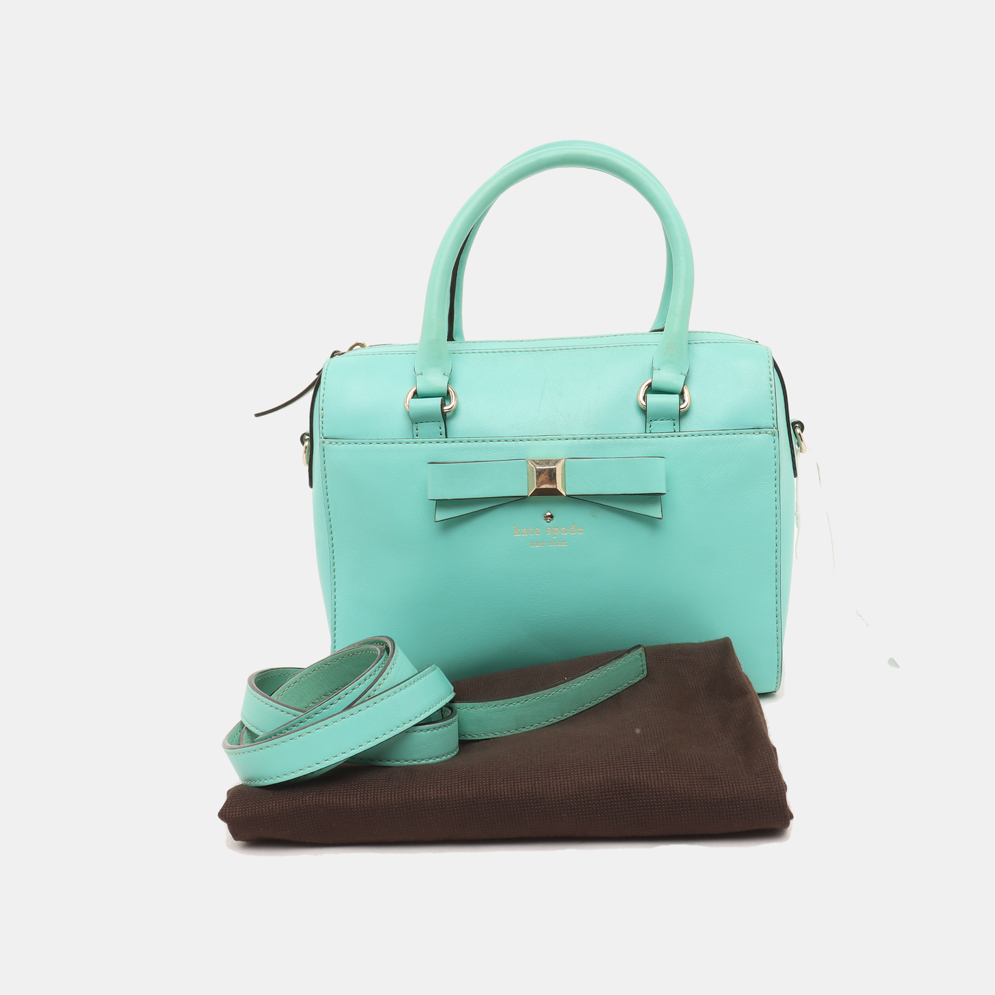 Kate Spade Green leather single shoulder bag handbag crossbody bag Golden hardware Removable shoulder strap-(SKU)-14289698