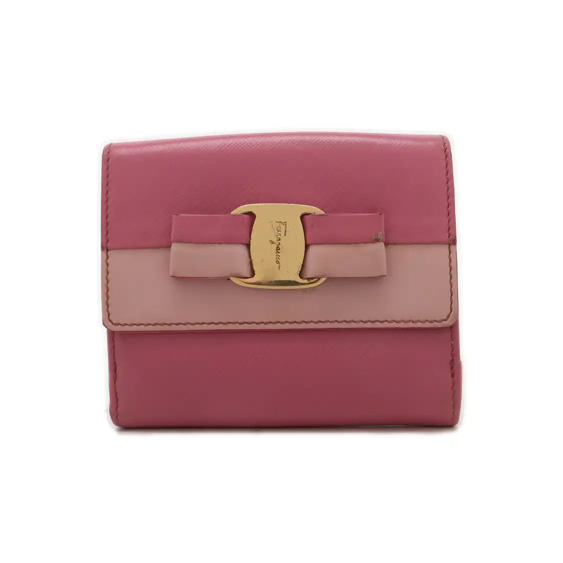FERRAGAMO Vara Pink Leather Embossed Wallet Golden hardware-(SKU)-930486413