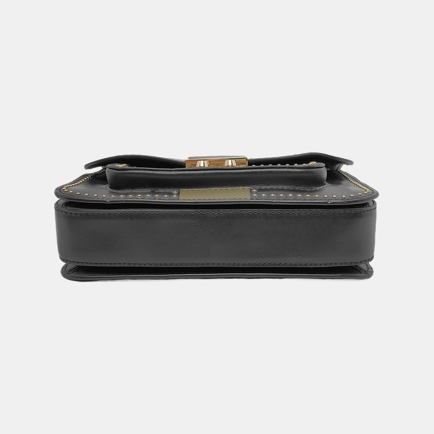 MICHAEL KORS Sloan Editor Medium size Black Leather Studs Single Shoulder Bag Golden hardware Removable shoulder strap-(SKU)-940342508