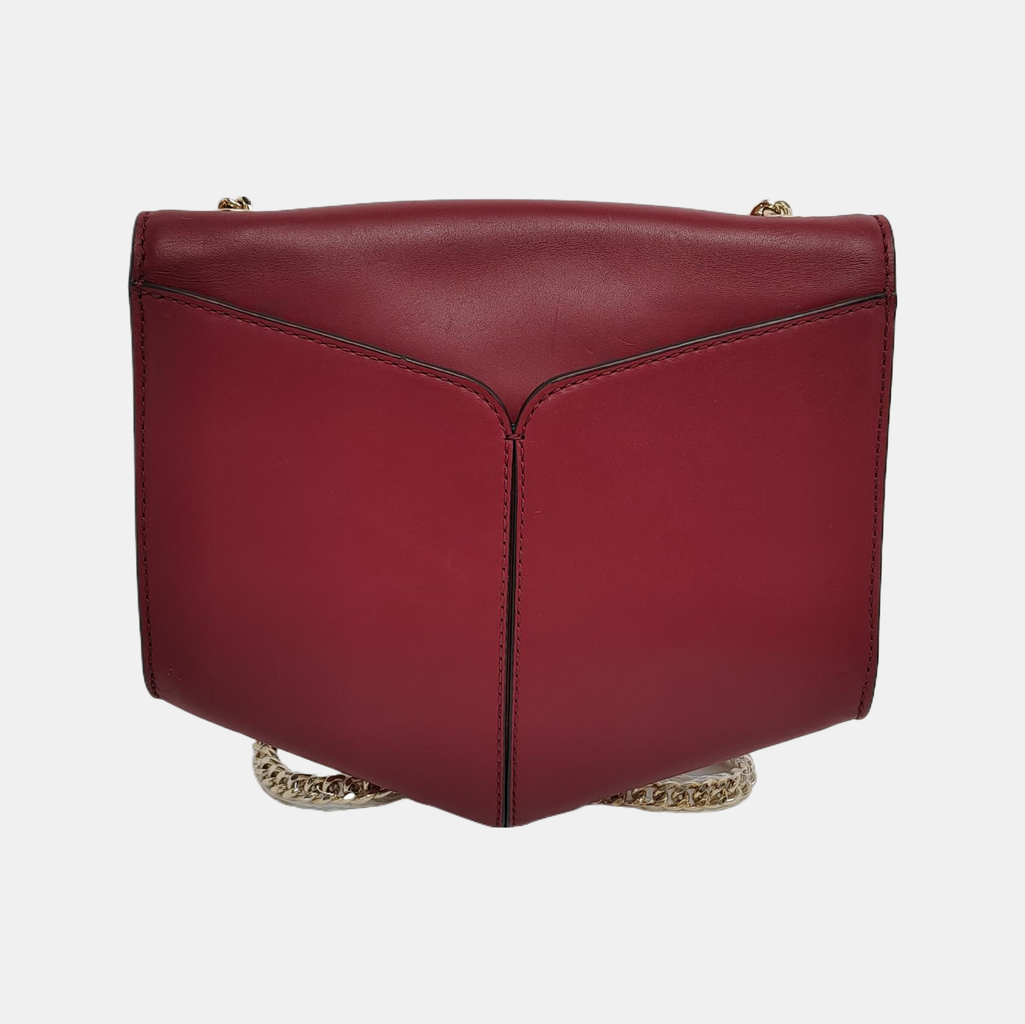 SANDRO Burgundy Cowhide Single Shoulder Bag Crossbody Bag Golden hardware-(SKU)-12943107