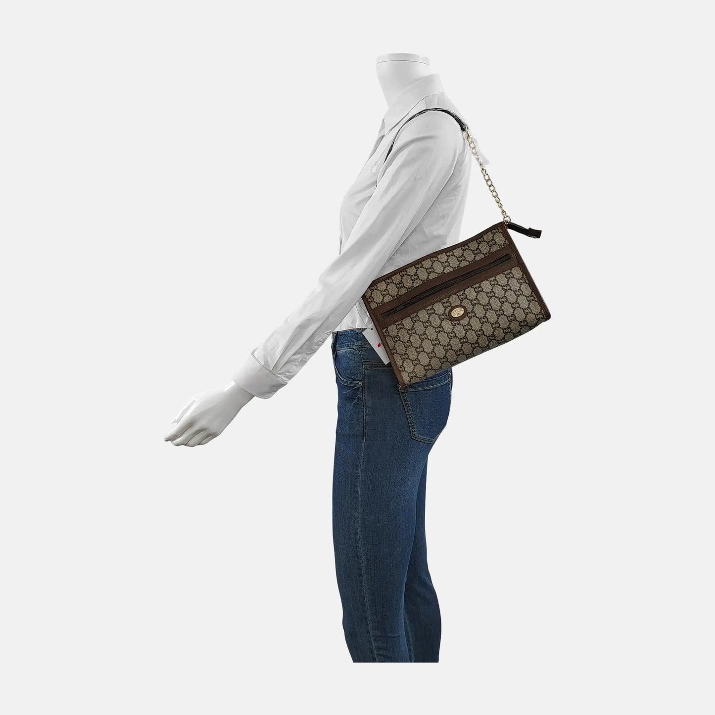 GUCCI Ebony Coated Canvas La Vieille Russie Handbag Golden hardware-(SKU)-945953928