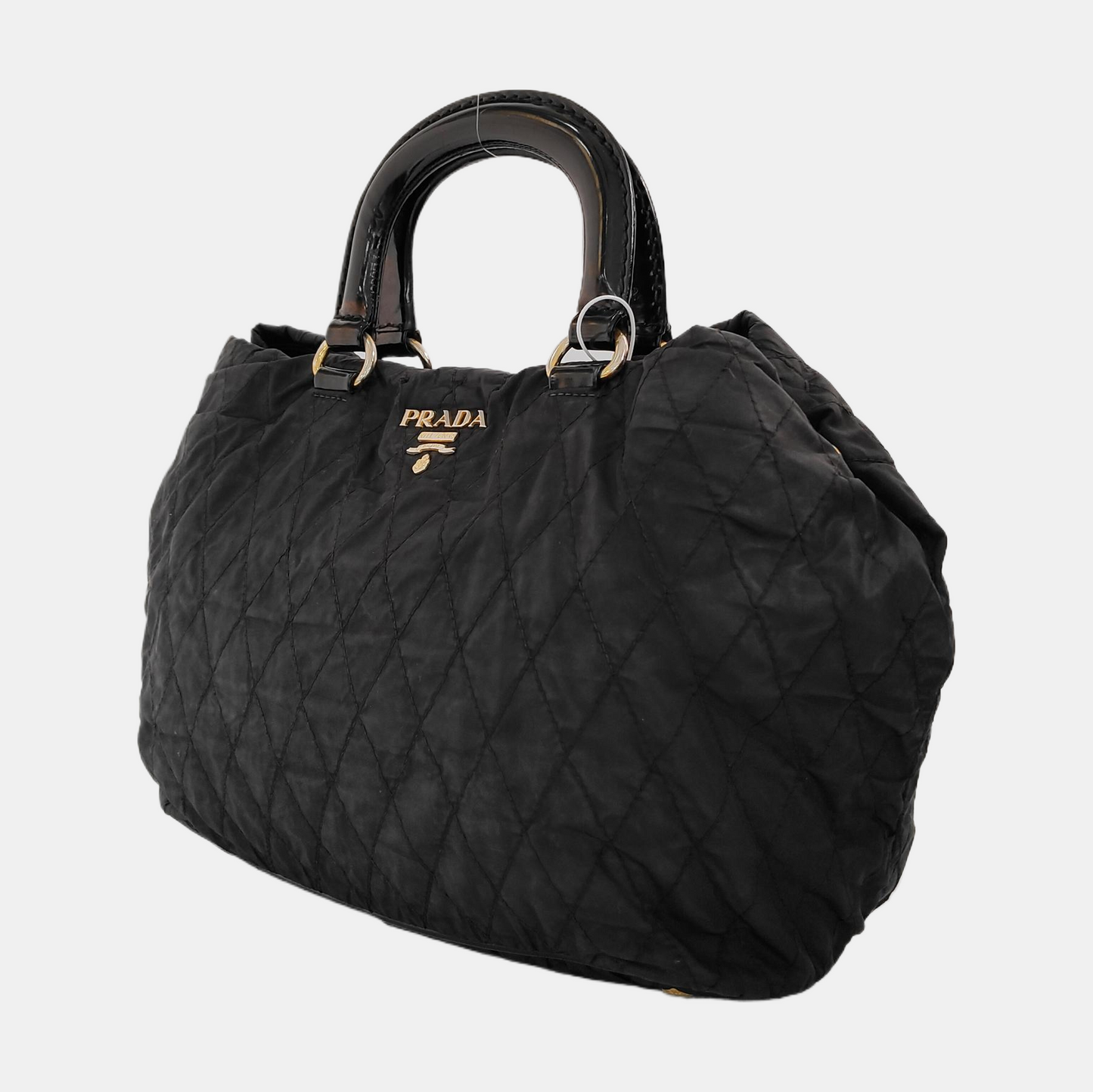 PRADA Gaufre Black Nylon Quilted Handbag Golden hardware-(SKU)-942136893