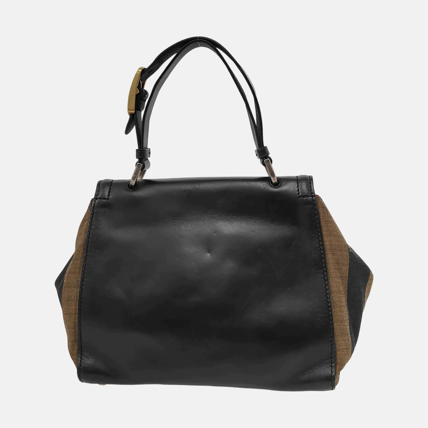 FENDI Silvana Black Leather Single Shoulder Bag Crossbody Bag Handbag Golden Silver Hardware Removable shoulder strap-(SKU)-946084214