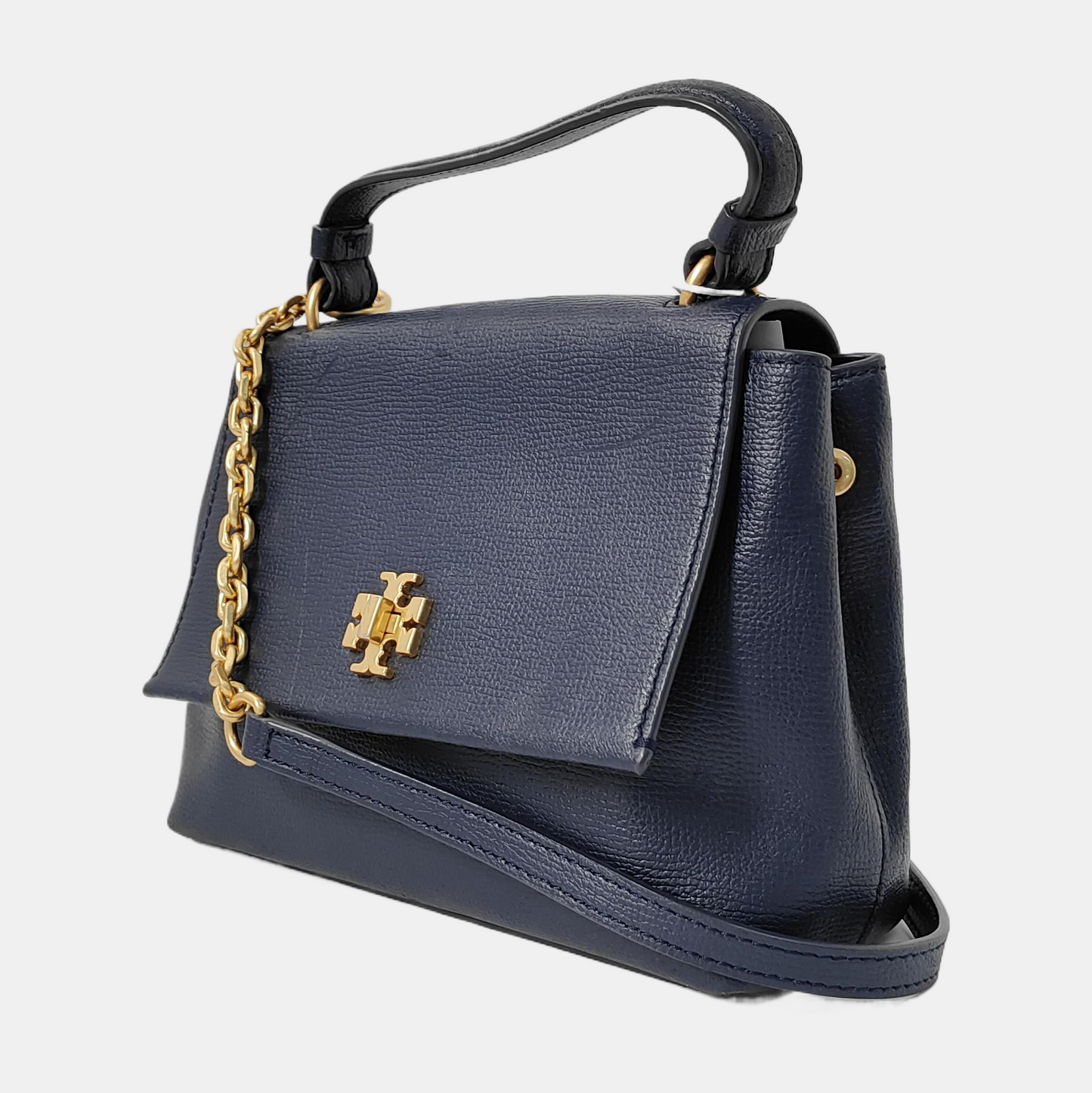TORY BURCH Chelsea Dark Blue Cowhide Single Shoulder Bag Handbag Golden hardware Removable shoulder strap-(SKU)-942430091