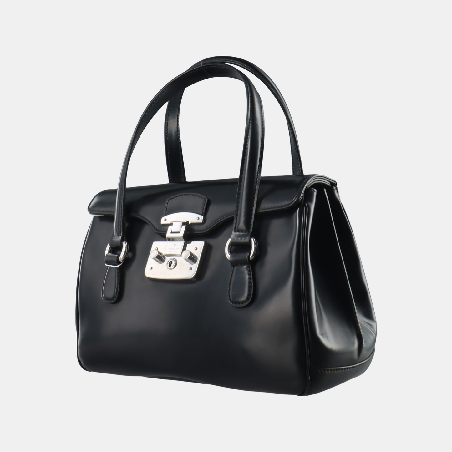 GUCCI Black cowhide tote bag Silver Hardware-(SKU)-13379697