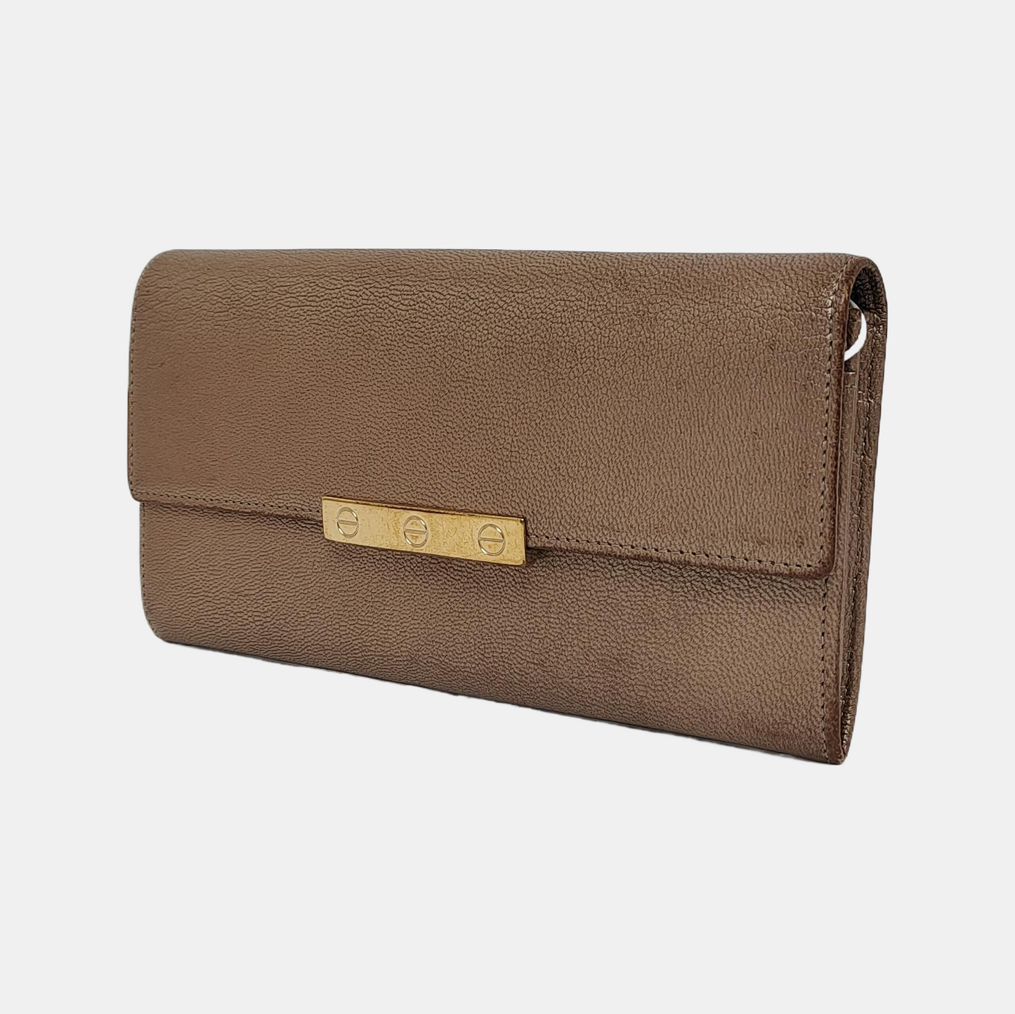 Cartier Champagne Leather Wallet Golden hardware-(SKU)-942555569