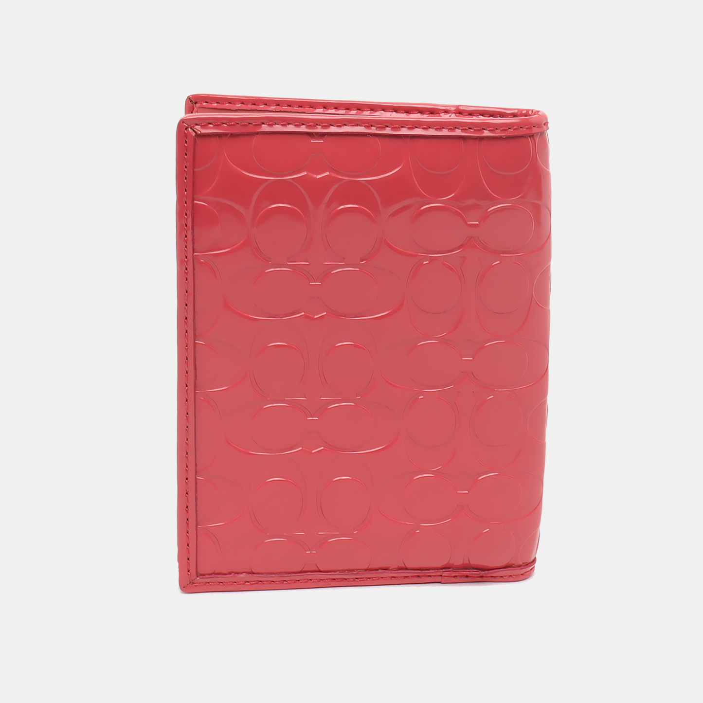 COACH Pink Patent Leather Old Flower Embossed Wallet Silver Hardware Vintage model-(SKU)-12674757