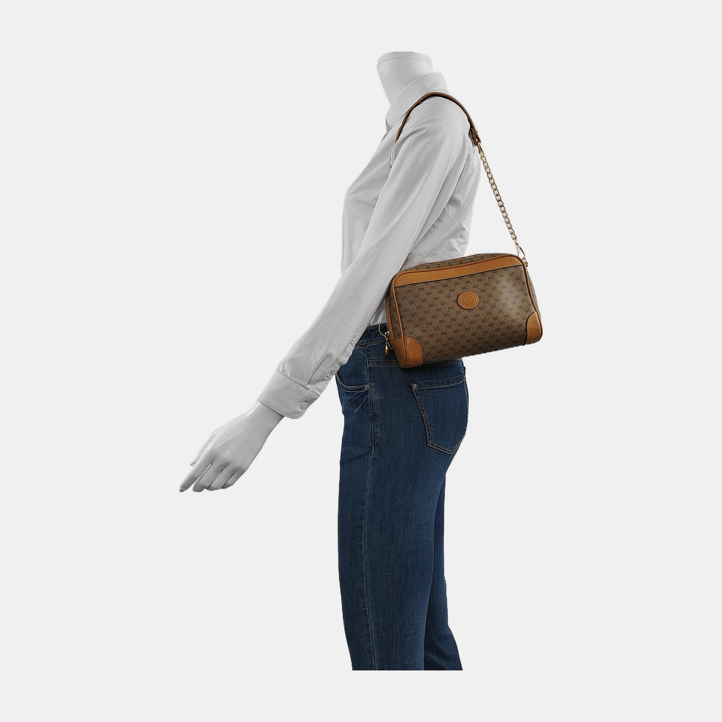 GUCCI Camera Bag Brown Coated Canvas Monogram Handbag Crossbody Single Shoulder Bag Golden hardware-(SKU)-945952111