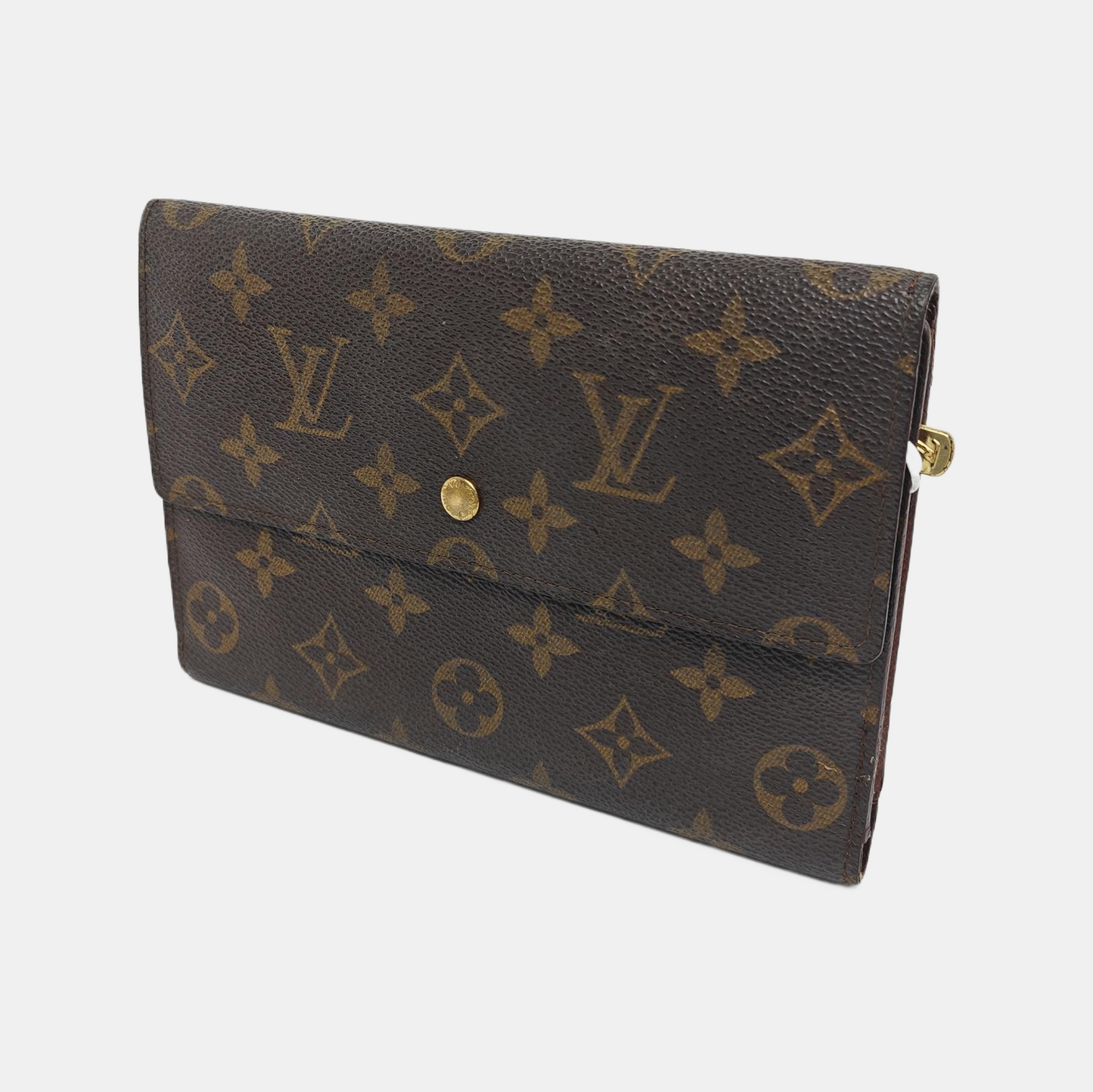 LOUIS VUITTON Brown Coated Canvas Monogrammed Tote Handbag Golden hardware Vintage model-(SKU)-944491586
