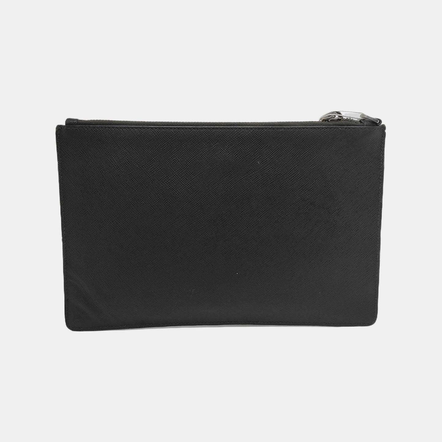 PRADA Black Cowhide Clutch Silver Hardware-(SKU)-942856907