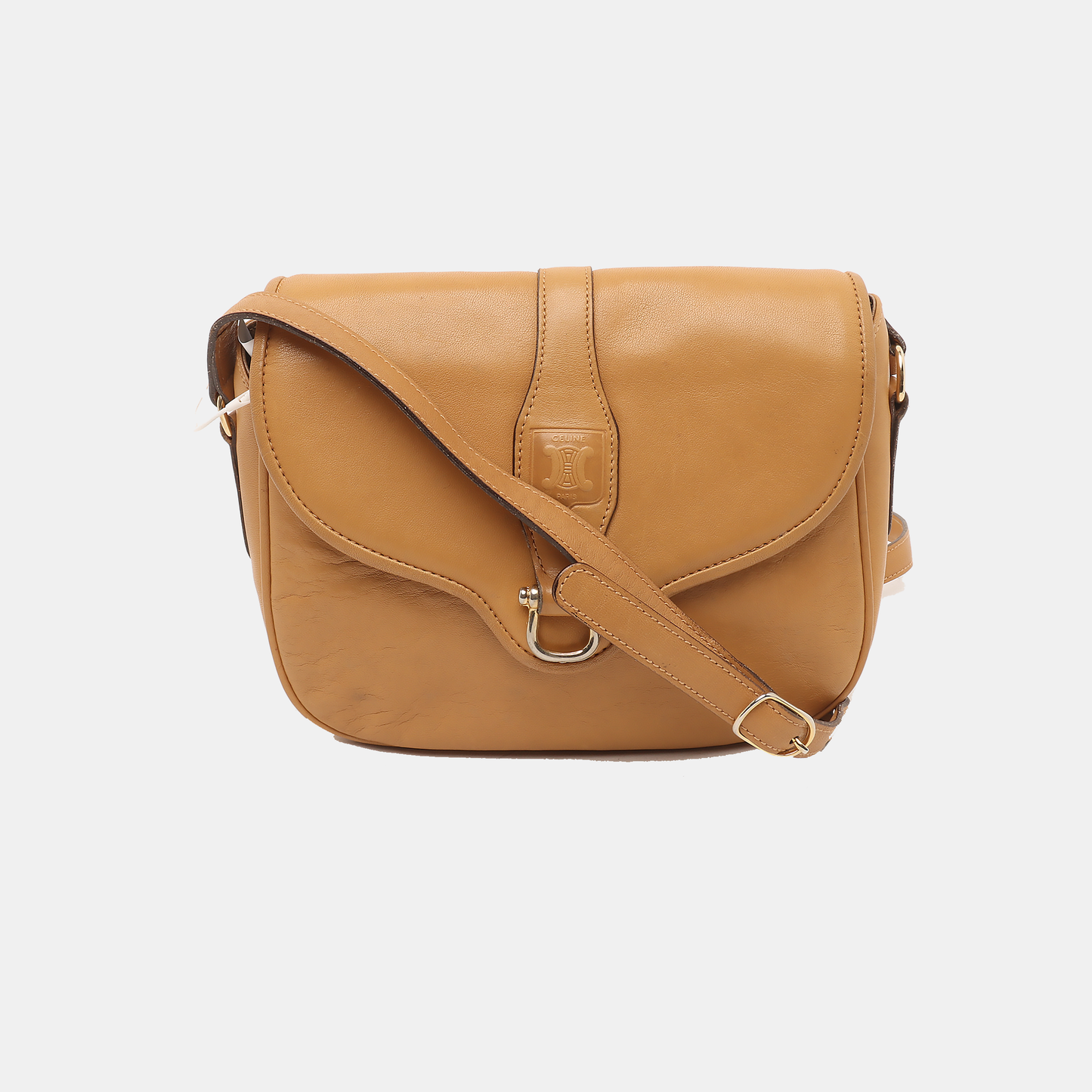 CELINE Brown Leather Single Shoulder Bag Crossbody Bag Silver Hardware-(SKU)-14353451