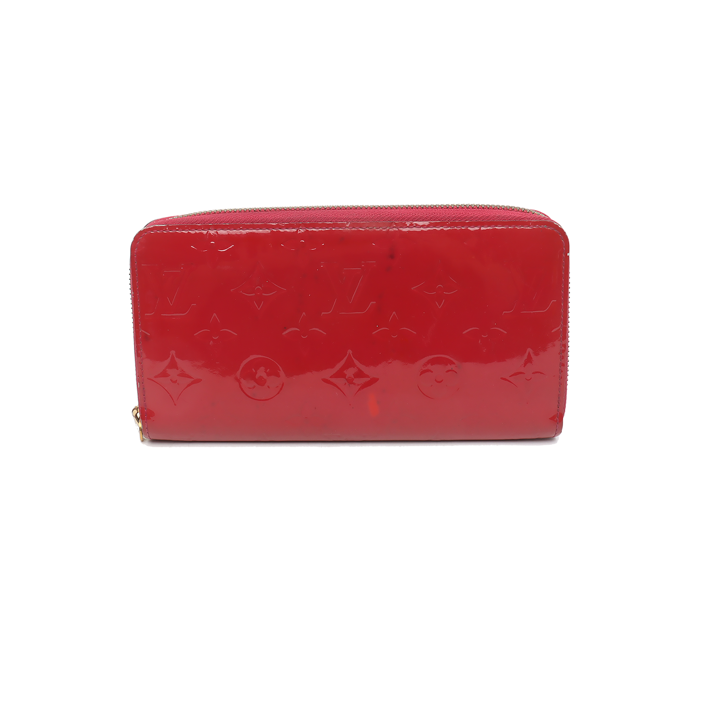 LOUIS VUITTON Red patent leather embossed wallet Golden hardware Complete Accessories-(SKU)-931296992