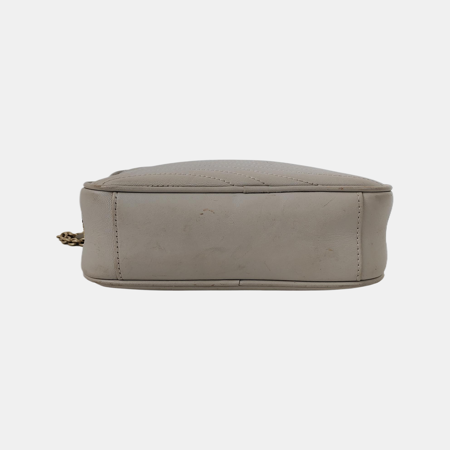 FURLA Camera Bag Light gray leather quilted crossbody single shoulder bag handbag Golden hardware Removable shoulder strap-(SKU)-941201203