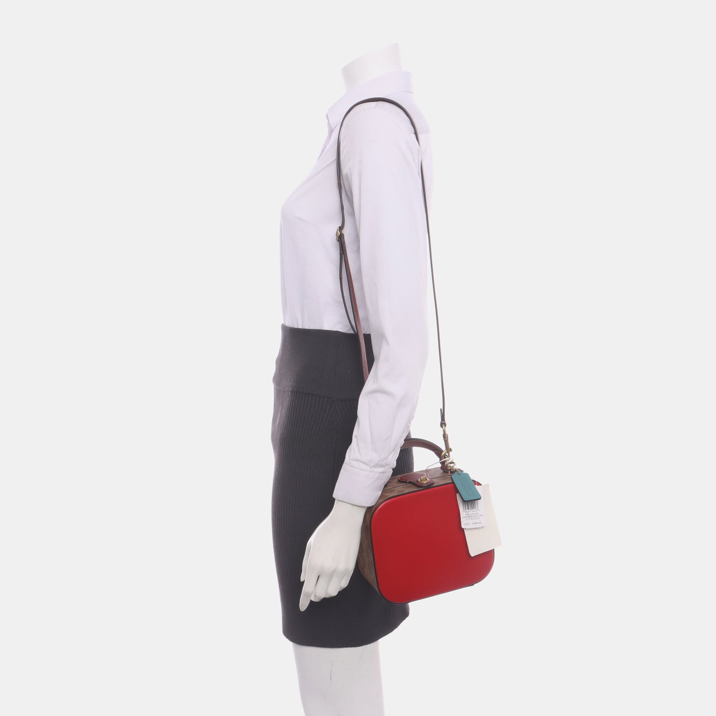 COACH Lunar New Year Red Coated Canvas Monogrammed Print Shoulder Bag Golden hardware Removable shoulder strap-(SKU)-933507798