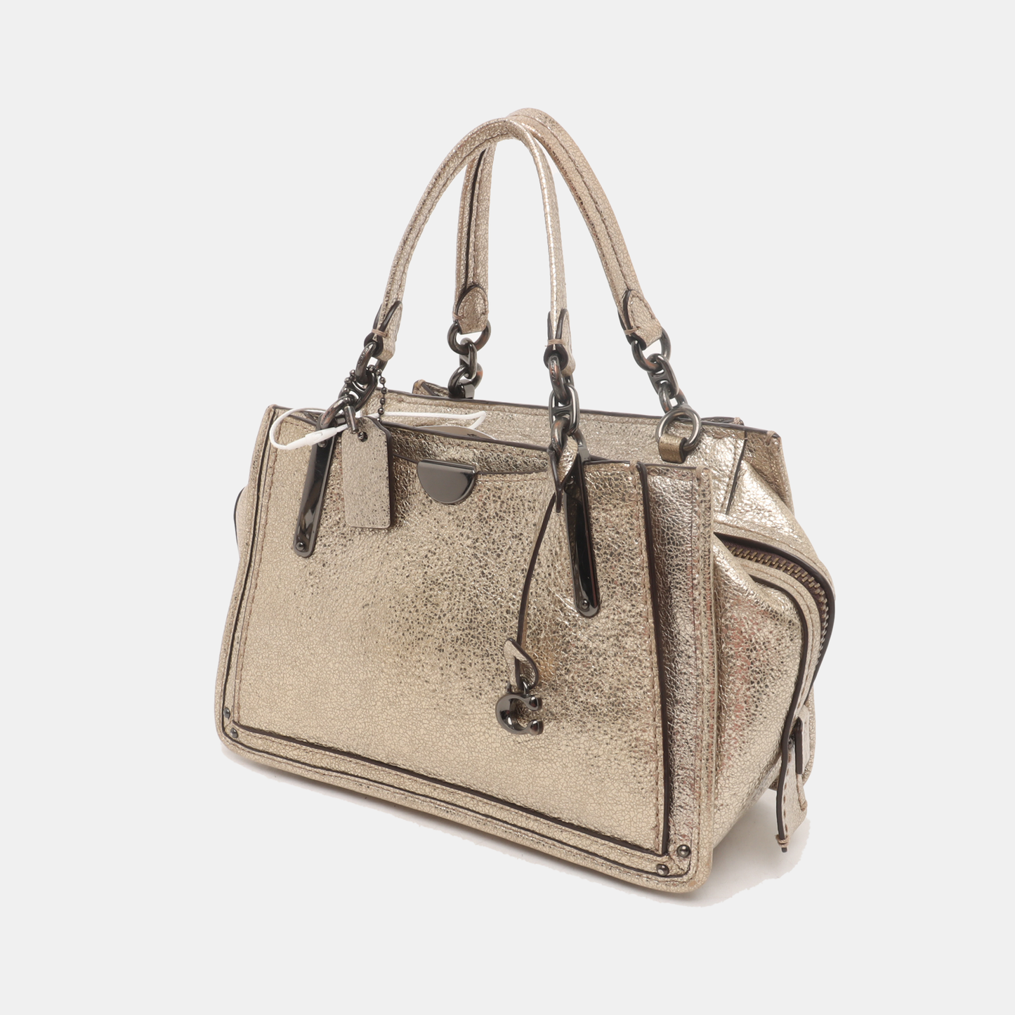 COACH DREAMER Champagne Cowhide Single Shoulder Handbag Crossbody Golden hardware Removable shoulder strap-(SKU)-934000281