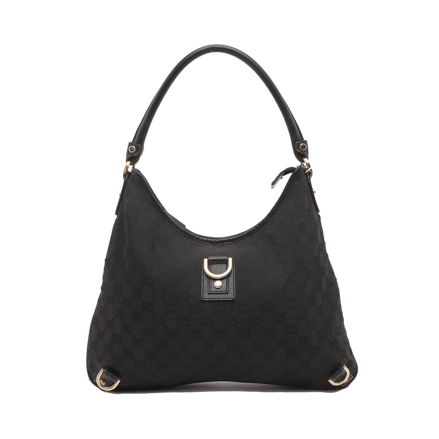 GUCCI Abbey Black canvas monogram jacquard shoulder tote Golden hardware-(SKU)-929825817