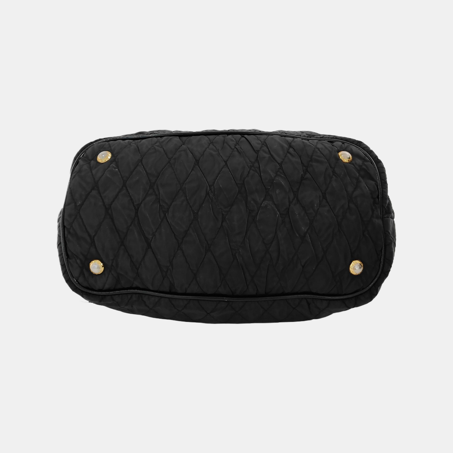 PRADA Gaufre Black Nylon Quilted Handbag Golden hardware-(SKU)-942136893