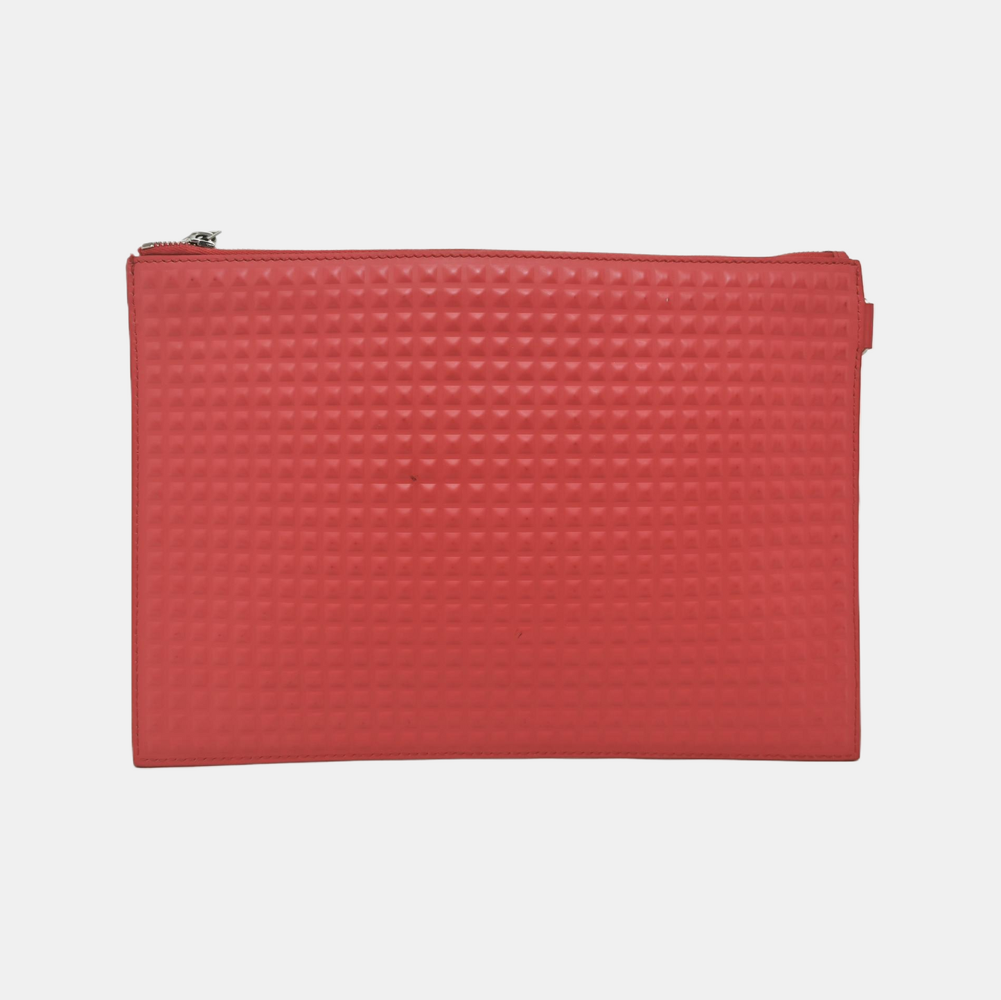 BALENCIAGA Red Cowhide Relief Clutch Bag Silver Hardware-(SKU)-945646608