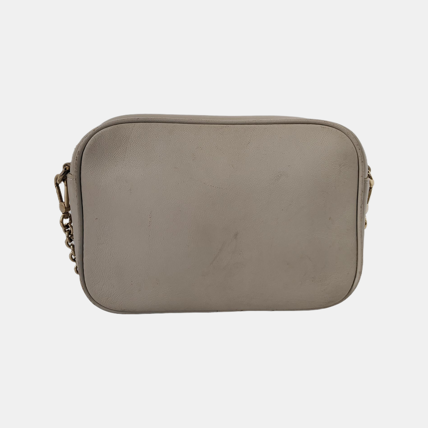 FURLA Camera Bag Light gray leather quilted crossbody single shoulder bag handbag Golden hardware Removable shoulder strap-(SKU)-941201203