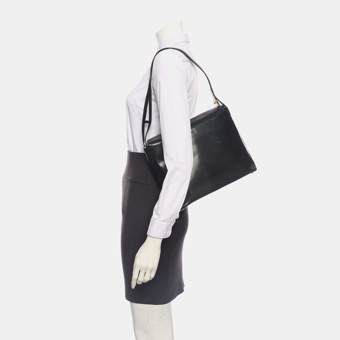 GIVENCHY Black Cowhide Embossed Single Shoulder Bag Silver Hardware-(SKU)-938647066