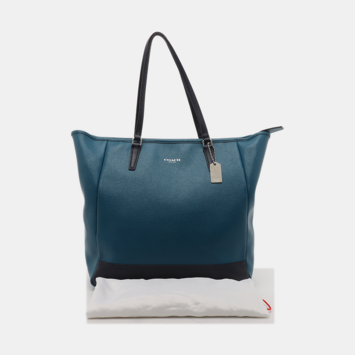 COACH Tote bag Blue Leather Shoulder Bag Handbag Silver Hardware-(SKU)-930395155