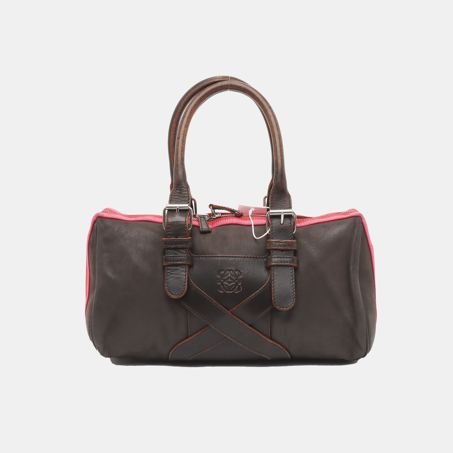 LOEWE Tote bag Dark Brown Leather Handbag Silver Hardware shoulder straps-(SKU)-938692603