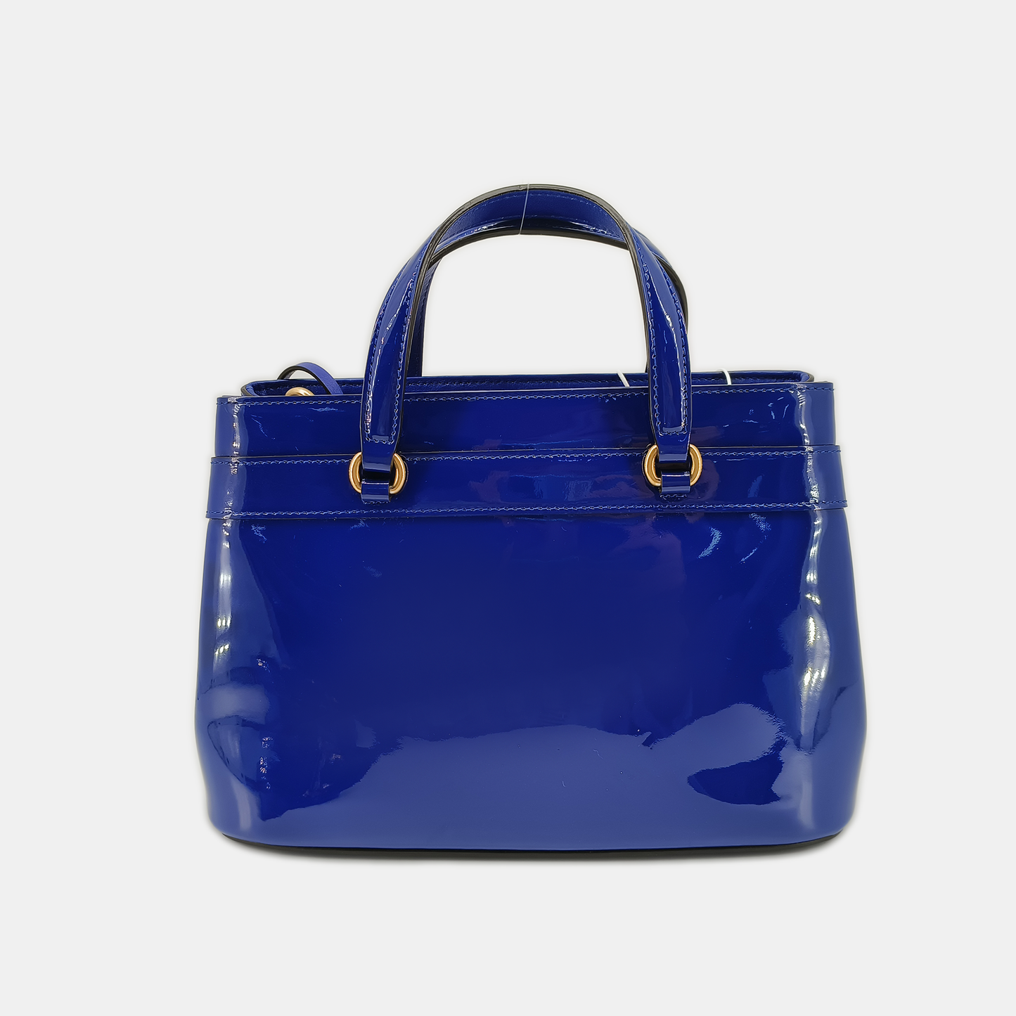 GUCCI Bright Bit Navy Blue Patent Leather Buckle Shoulder Bag Tote Crossbody Golden hardware Removable shoulder strap-(SKU)-939934256