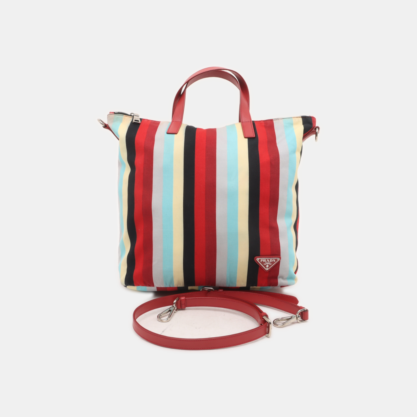 PRADA Tote bag Multicolor Fabric Single Shoulder Bag Handbag Crossbody Bag Silver Hardware Removable shoulder strap-(SKU)-938722685