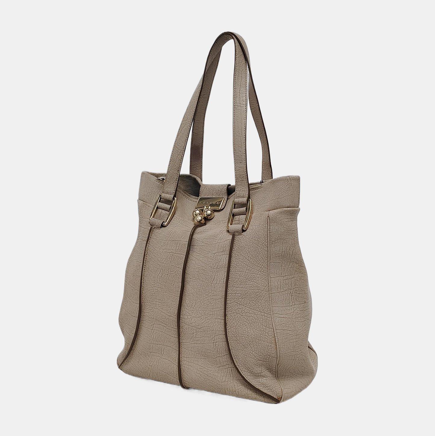 CELINE Tote bag Beige Leather Single Shoulder Bag Golden hardware-(SKU)-945409700