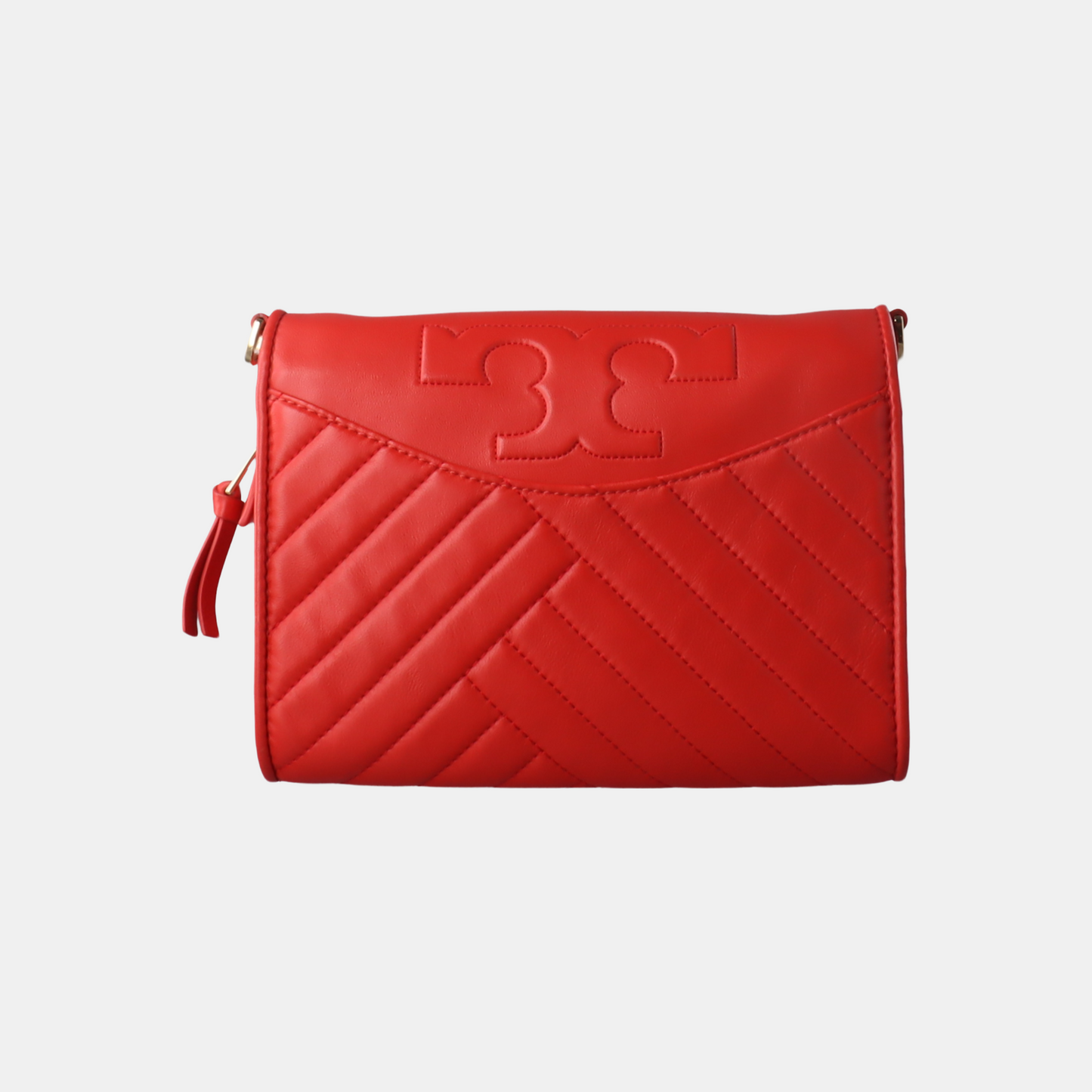 TORY BURCH Fleming Small size Red Cowhide Quilted Shoulder Bag Crossbody Golden hardware Removable shoulder strap-(SKU)-14425470