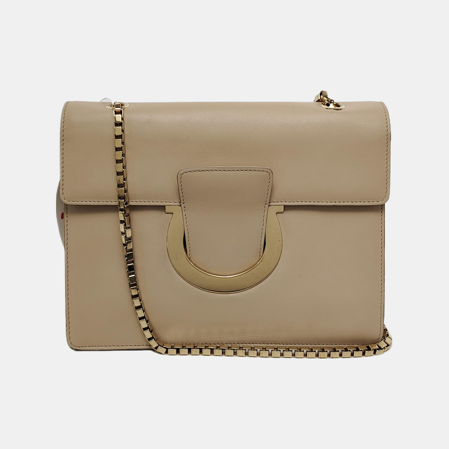 FERRAGAMO Thalia Khaki Calf Leather Crossbody Shoulder Bag Golden hardware Removable shoulder strap-(SKU)-943501059