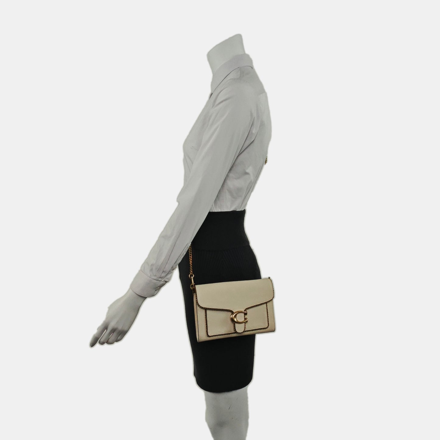 COACH TABBY White Leather Single Shoulder Bag Golden hardware Removable shoulder strap-(SKU)-939762938
