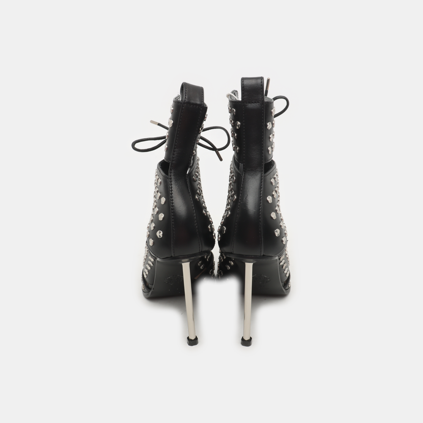 Alexander McQUEEN 37code Spring and Autumn Black Leather Studs Women's High Heels-(SKU)-933862012