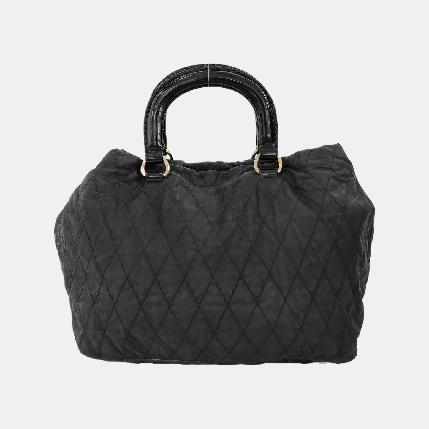 PRADA Gaufre Black Nylon Quilted Handbag Golden hardware-(SKU)-942136893