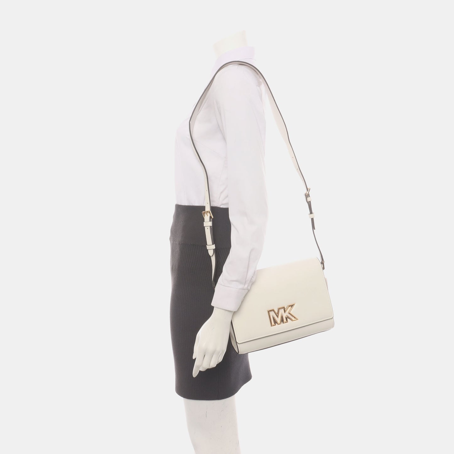 MICHAEL KORS White Leather Single Shoulder Bag Crossbody Bag Golden hardware-(SKU)-936597354