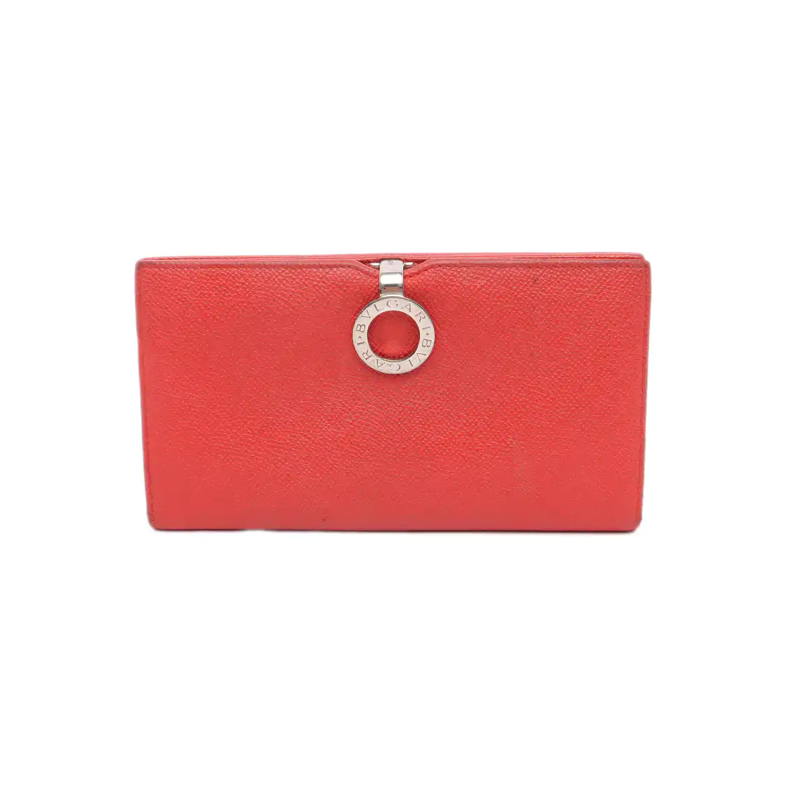 BVLGARI BVLGARI Red Leather Wallet Silver Hardware-(SKU)-13502847