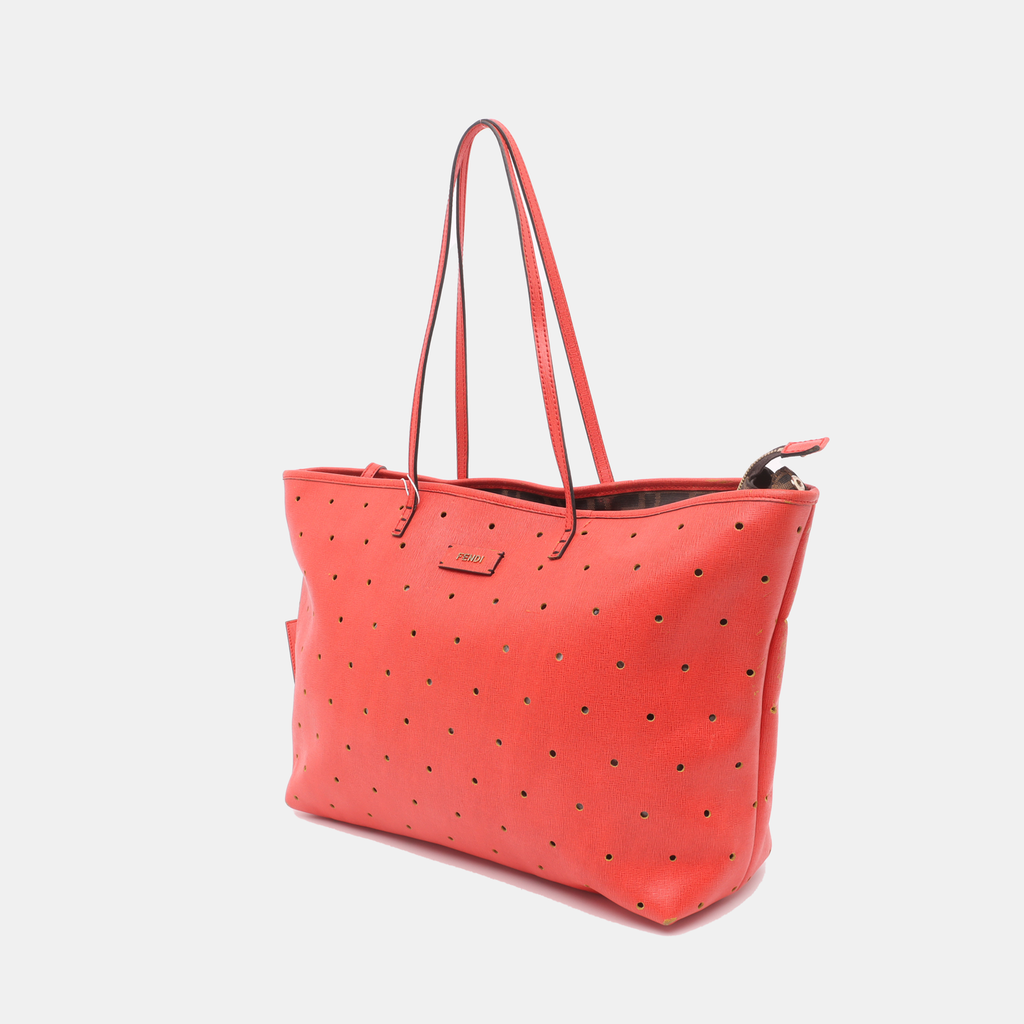 FENDI Tote bag Orange Cowhide Single Shoulder Bag Tote Bag Golden hardware Sub-bag-(SKU)-13019385