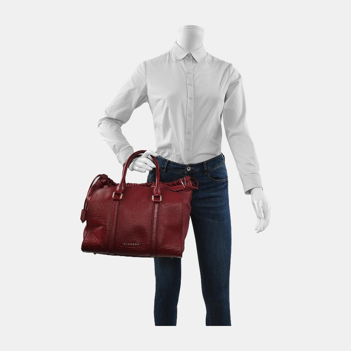 BURBERRY Dinton Red Cowhide Tote Bag Golden hardware-(SKU)-944819144
