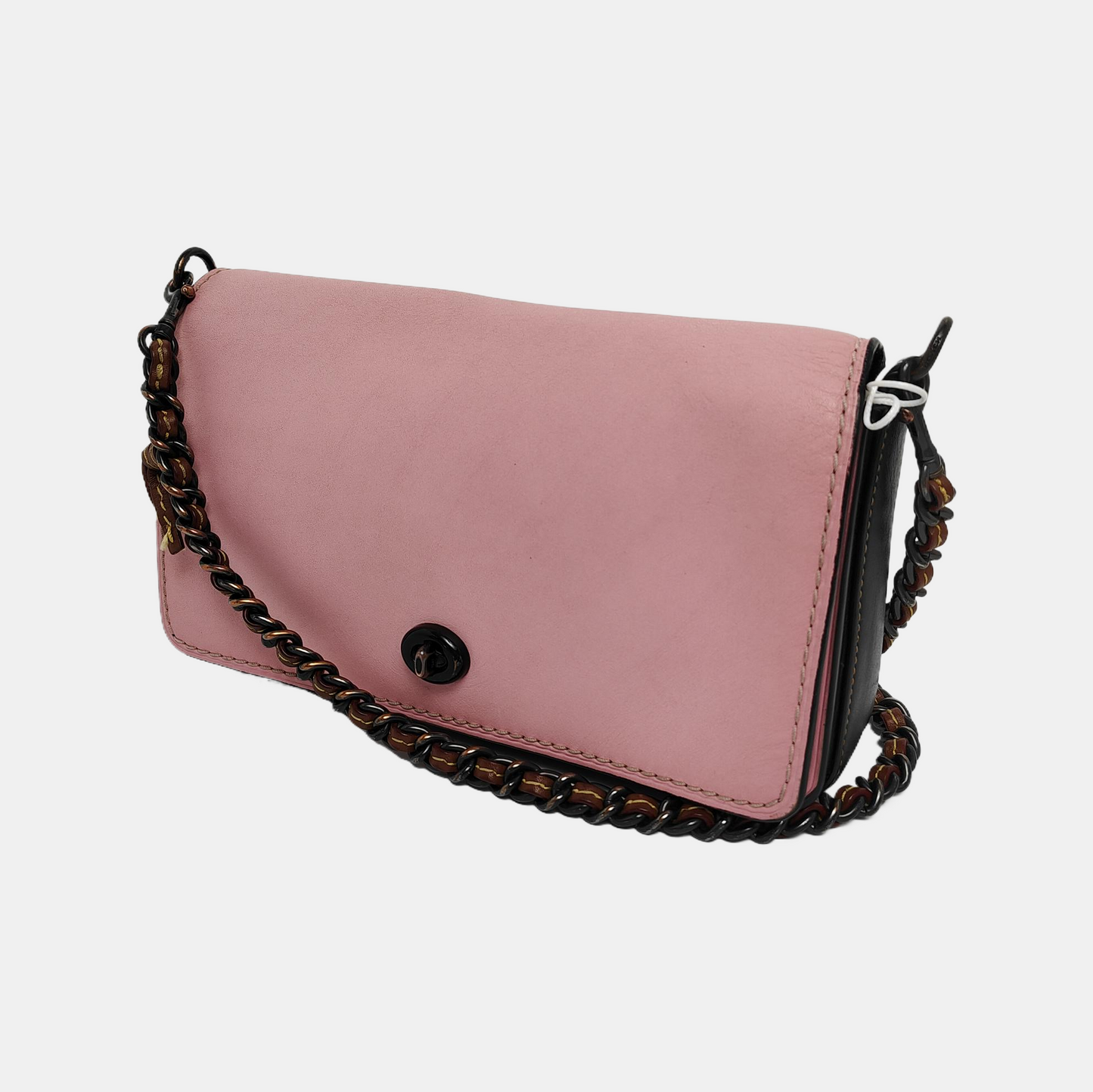 COACH DINKY Pink Cowhide Sling Bag Single Shoulder Bag Black hardware Removable shoulder strap-(SKU)-942643126