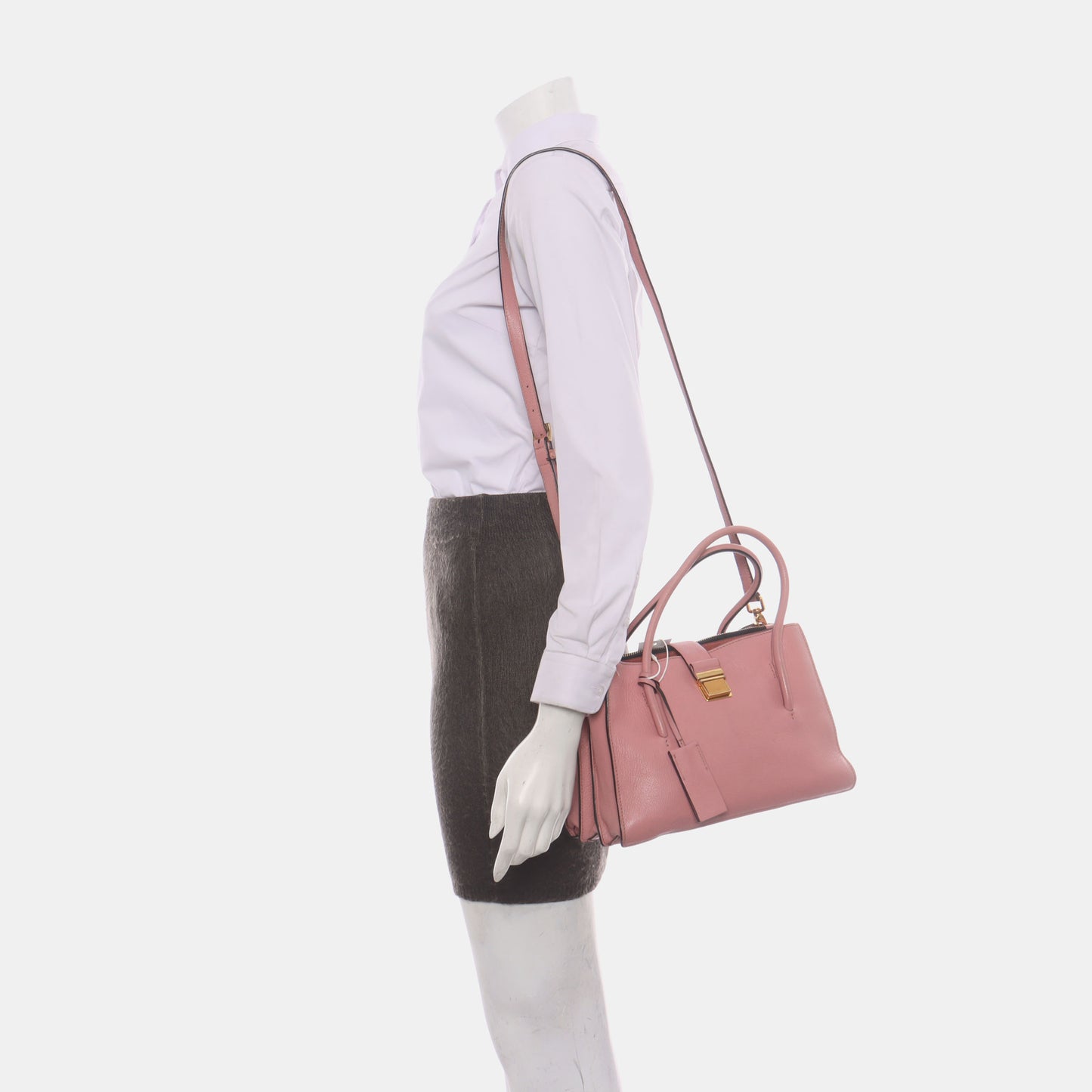 Miu Miu Pink Cowhide Sling Bag Tote Bag Golden hardware Removable shoulder strap-(SKU)-930663489
