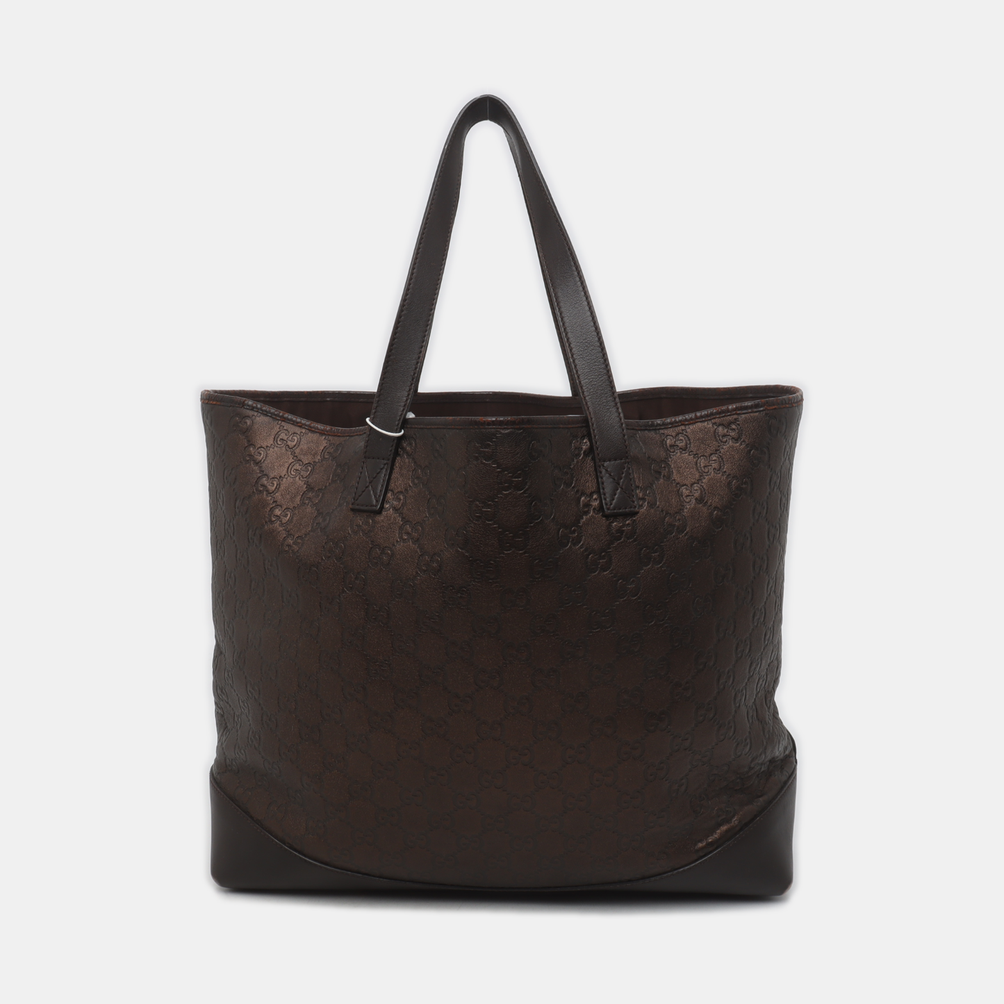 GUCCI Tote bag Dark Brown Cowhide Monogram Crumpled Single Shoulder Bag, Handbag Silver Hardware-(SKU)-929188415