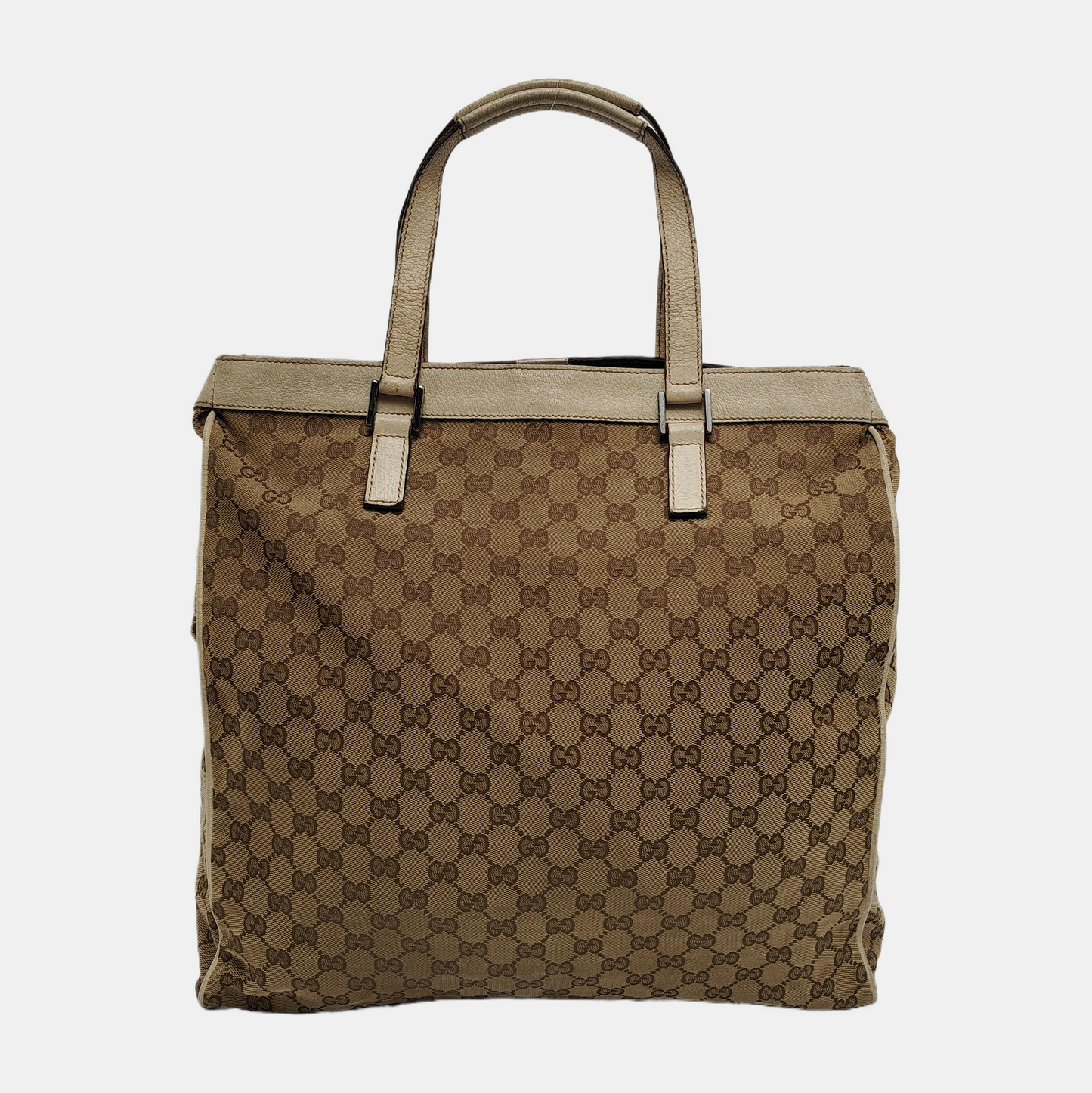 GUCCI Tote bag Brown Canvas Crocodile Patterned Tote Shoulder Crossbody Bag Silver Hardware-(SKU)-941415646