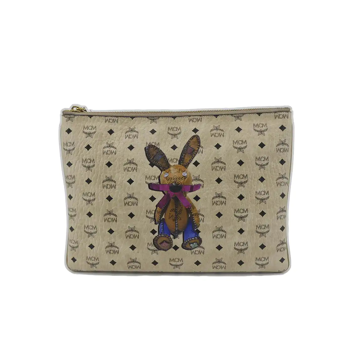 MCM Medium size Beige coated canvas old flower printed single shoulder bag, handbag, crossbody bag Golden hardware Removable shoulder strap-(SKU)-938655064